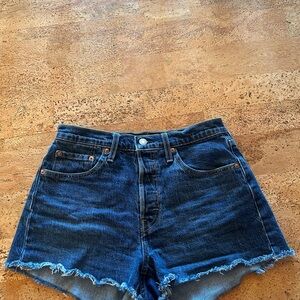 Levi's Dark Blue High-Waist Denim Cutoff Shorts